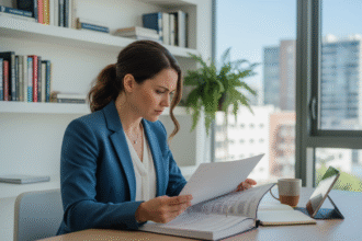 Femme d affaires concentrée dans son bureau à domicile