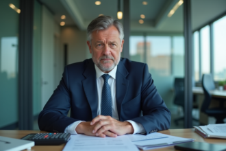 Homme d'affaires préoccupé dans un bureau moderne