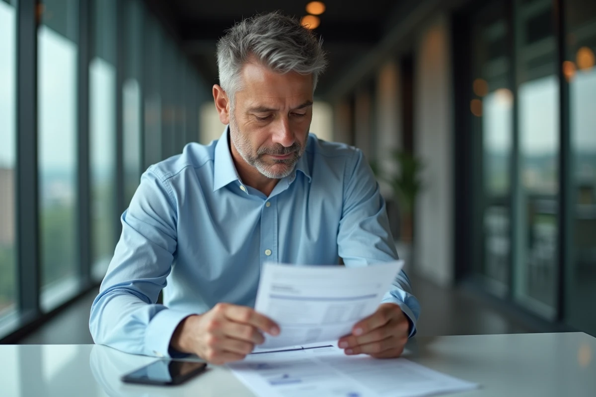 Homme vérifiant ses comptes sur une table de bureau